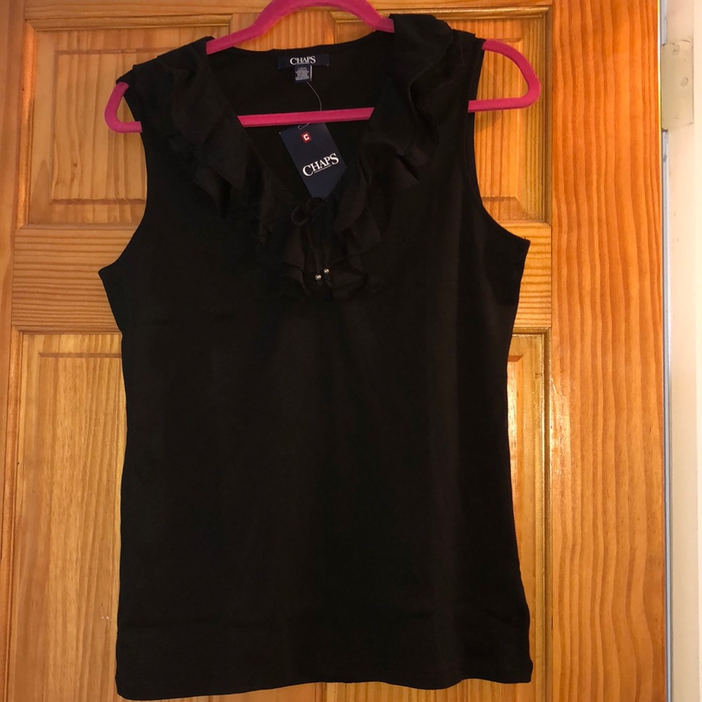 Black Chaps Ruffle Sleeveless Top